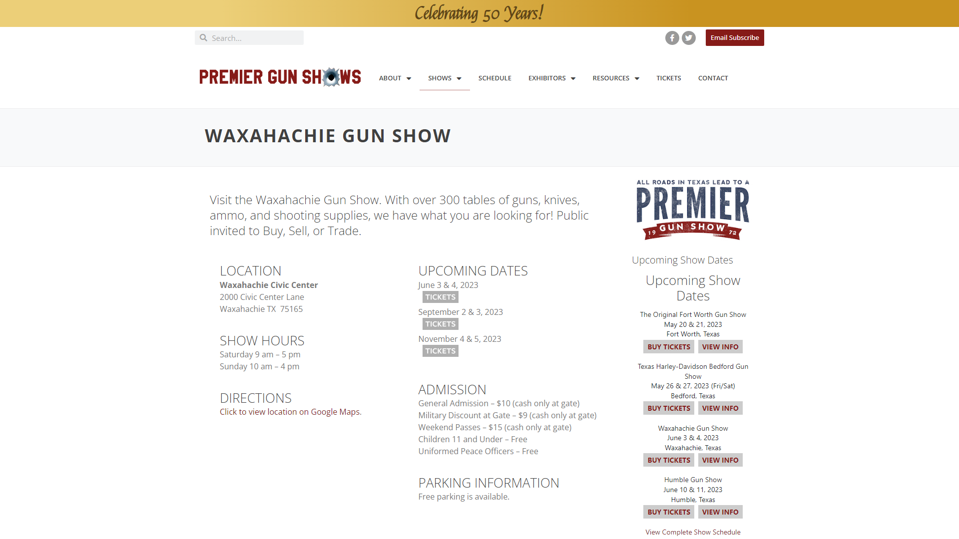 WAXAHACHIE GUNS & KNIFE SHOW 2023 World Trade Show Navi